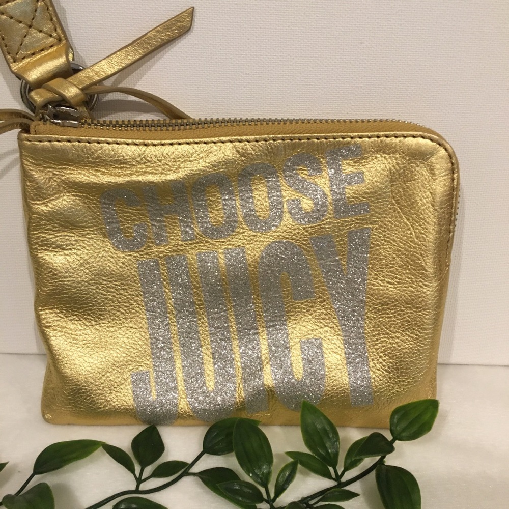 Rare Juicy Couture Gold Wristlet Purse with Strap